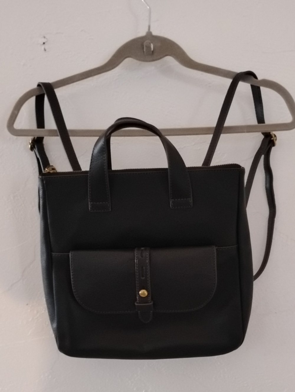 Fossil Hunter Black Women's Leather Backpack Tote New